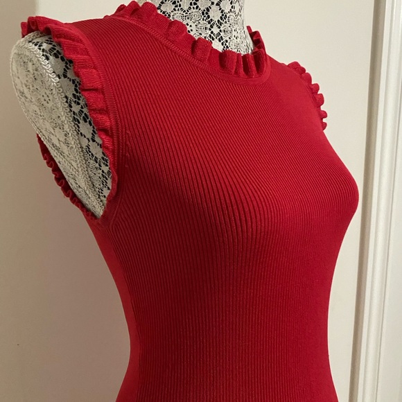 MICHAEL KORS Red Ribbed Knit Dress, Size XS - Picture 6 of 8